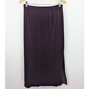 Nancy Bolen City Girl Velvet Skirt Size Medium Plum Purple Stretch Midi USA